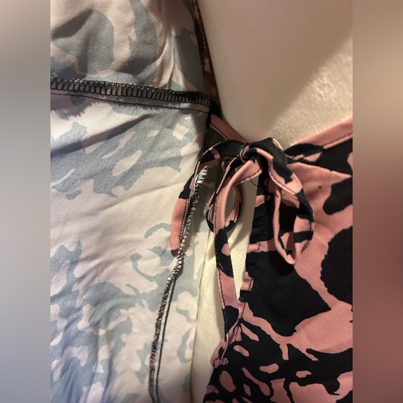 MISSGUIDED Maternity Pink Black Floral Lace Print Longsleeve Wrap Dress 6 - Picture 10 of 11